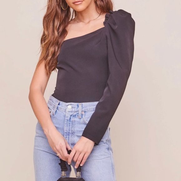 Astr The Label Isolde One Shoulder Bodysuit Black - Picture 7 of 9